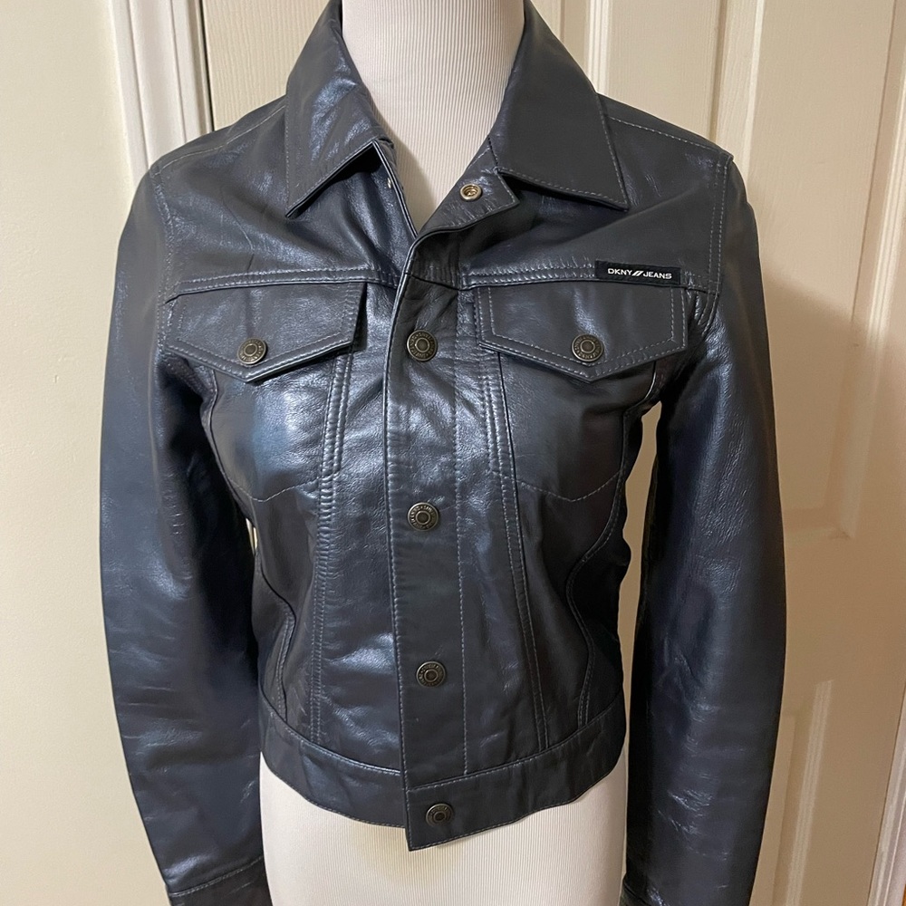 DKNY 100% Leather metallic Jacket